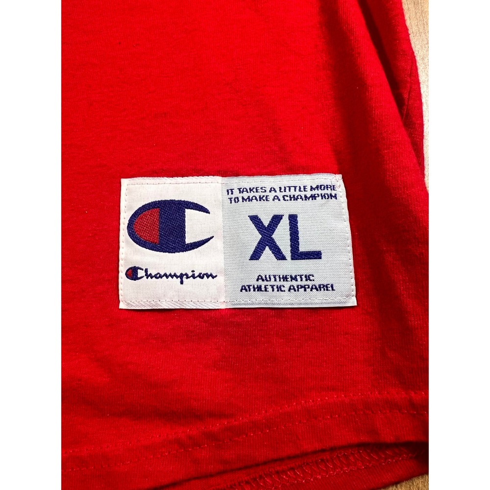Birds Champion T Shirt Mens XL Raglan 3/4 Sleeve Baseball Graphic‎ Tee Red Black - Picture 7 of 8
